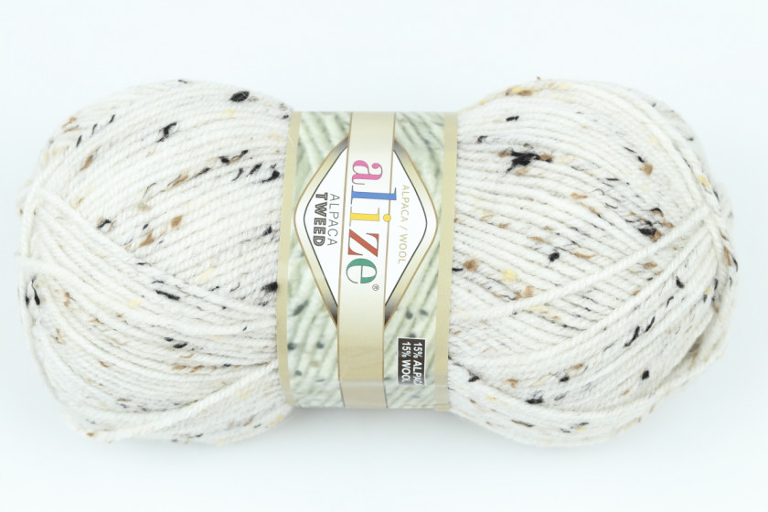 Пряжа Alize Alpaca Tweed (Альпака Твид), #55, белая