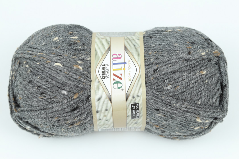 Пряжа Alize Alpaca Tweed (Альпака Твид), #196, темно-серая