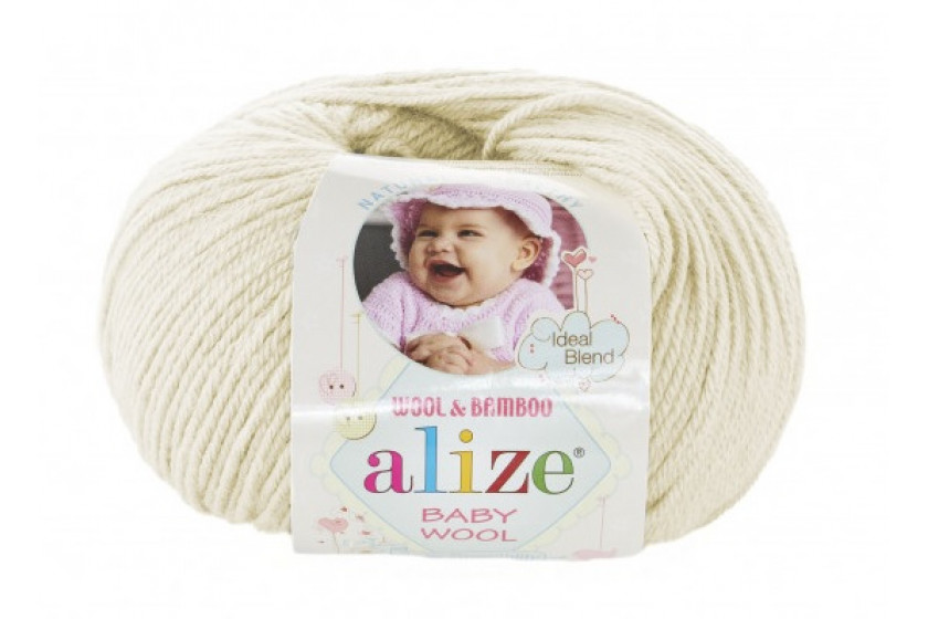Пряжа Alize Baby Wool (Бебі Вул), #01, кремовий
