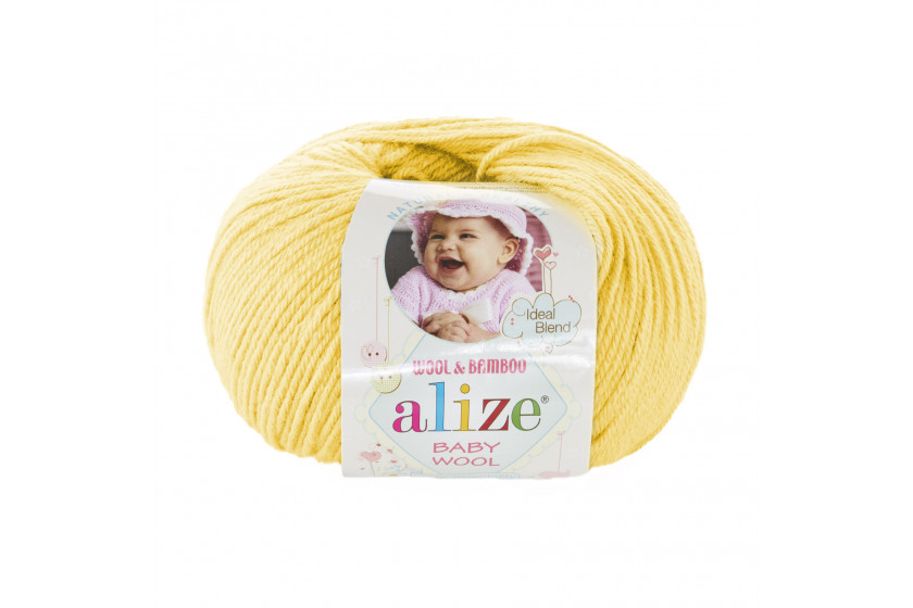 Пряжа Alize Baby Wool (Бебі Вул), #187, жовта