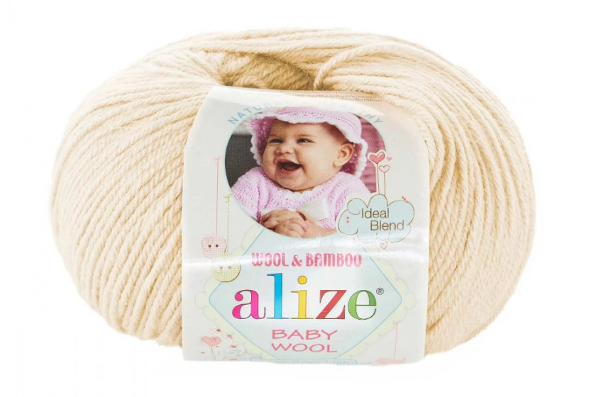Пряжа Alize Baby Wool (Бебі Вул), #491, кремово-персикова