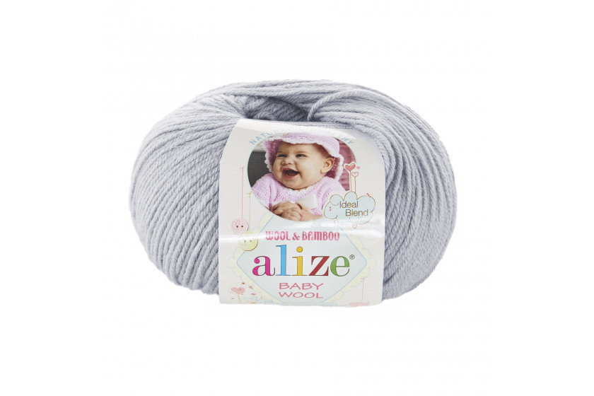 Пряжа Alize Baby Wool (Бебі Вул), #52, сіро-бузкова