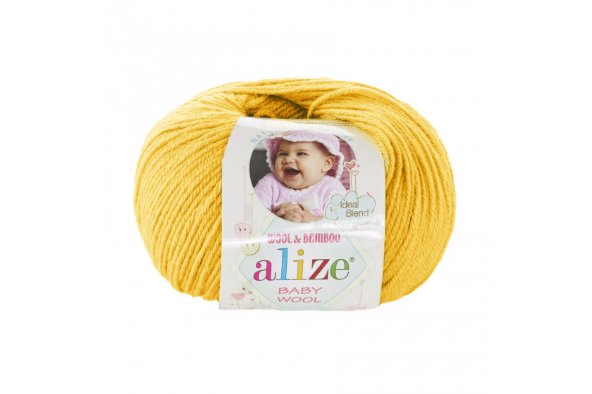 Пряжа Alize Baby Wool (Бебі Вул), #548, темно-жовта