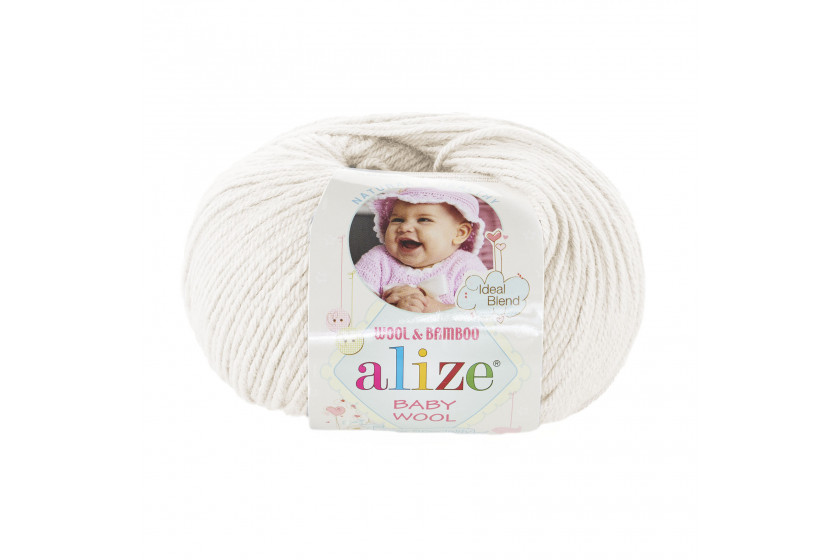 Пряжа Alize Baby Wool (Бебі Вул), #62, молочна