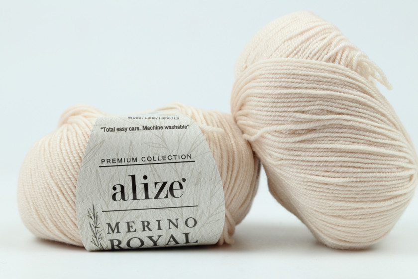 Пряжа Alize Merino Royal Fine (Мерино Роял Файн), #67, кремово-персиковая