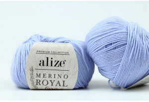 Пряжа Alize Merino Royal Fine, #480, голубая