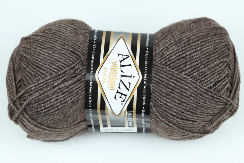 Пряжа Alize SuperLana Klasik (СуперЛана Класик), #240, серо-коричневый меланж