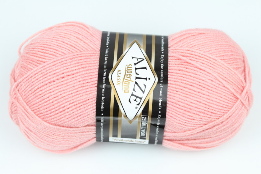 Пряжа Alize SuperLana Klasik (СуперЛана Класик), #363, розово-персиковая