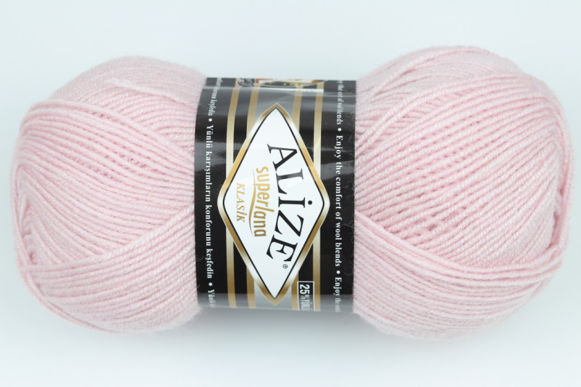 Пряжа Alize SuperLana Klasik (СуперЛана Класик), #275, бледно-розовая