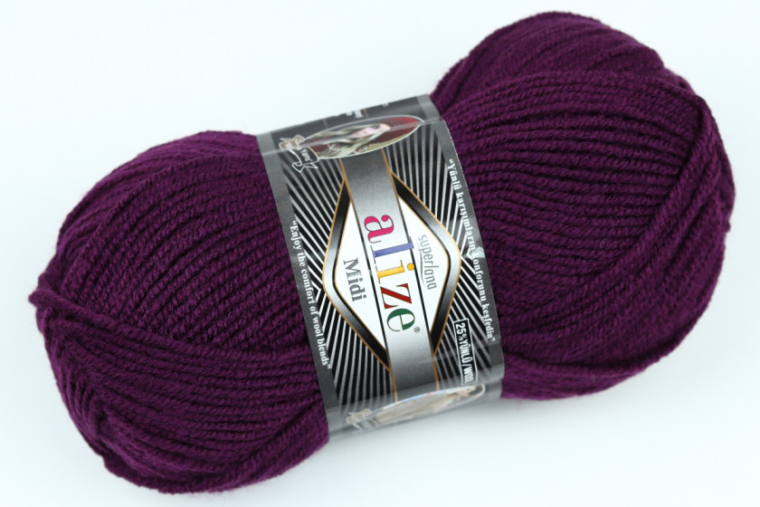 Пряжа Alize SuperLana Midi (СуперЛана Миди), #111, фиолетово-баклажанная