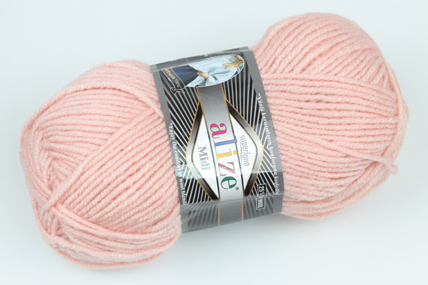 Пряжа Alize SuperLana Midi (СуперЛана Миди), #523, пастельно-розовая