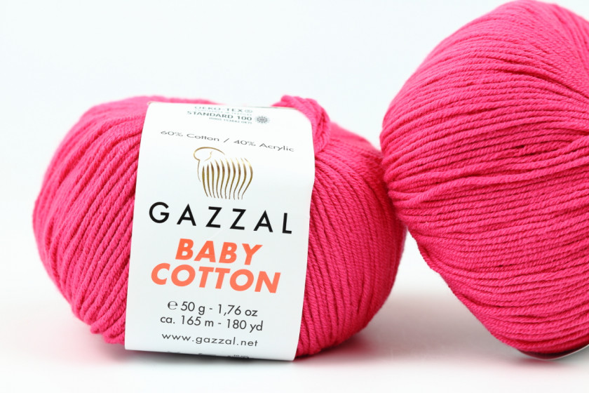Пряжа Gazzal Baby Cotton (Беби Коттон), #3415, малиновая