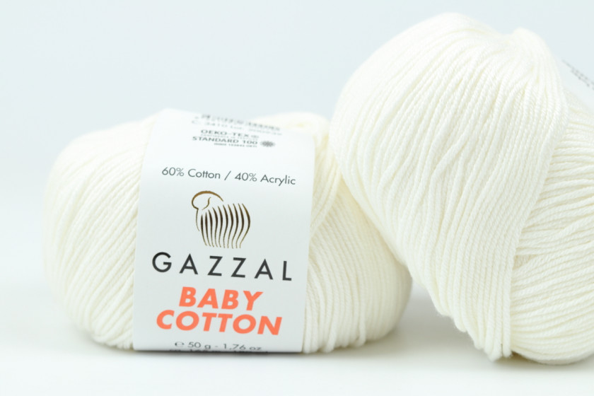 Пряжа Gazzal Baby Cotton (Бебі Коттон), #3410, айворі