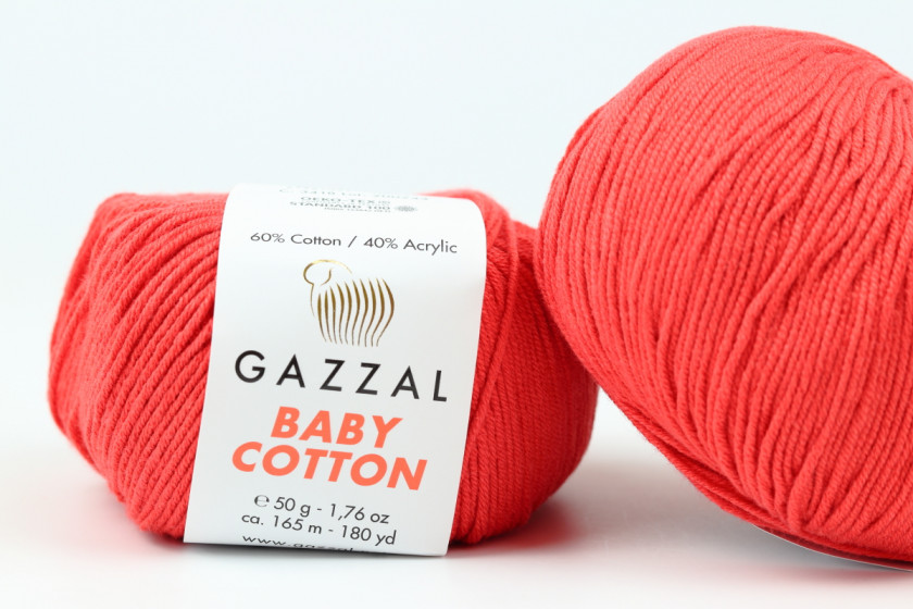 Пряжа Gazzal Baby Cotton (Беби Коттон), #3418, коралловая