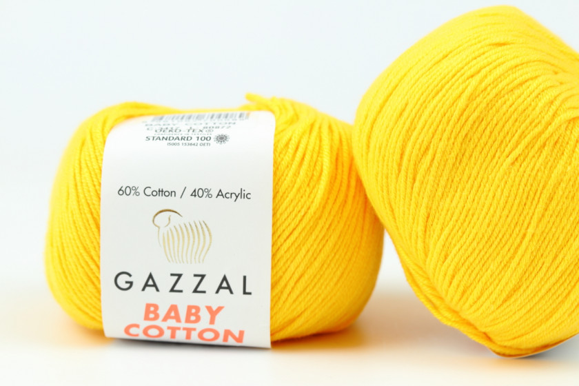 Пряжа Gazzal Baby Cotton (Беби Коттон), #3417, желток