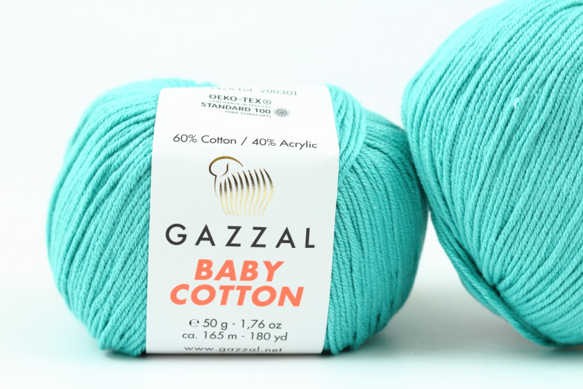 Пряжа Gazzal Baby Cotton (Беби Коттон), #3426, морская волна