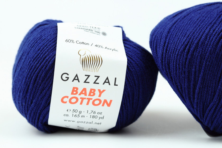 Пряжа Gazzal Baby Cotton (Беби Коттон), #3438, сапфировая