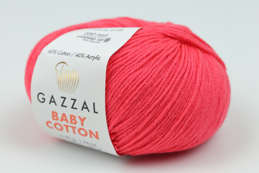 Пряжа Gazzal Baby Cotton (Бебі Коттон), #3458, коралова