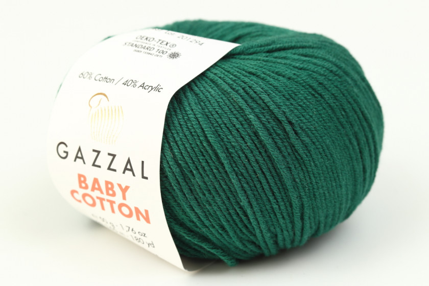 Пряжа Gazzal Baby Cotton (Бебі Коттон), #3467, смарагдова