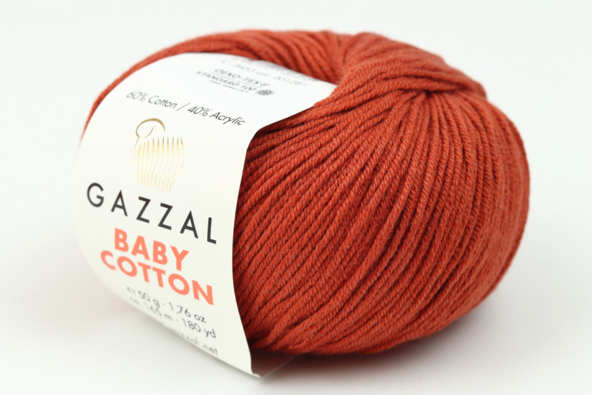 Пряжа Gazzal Baby Cotton (Беби Коттон), #3453, темно-тициановый