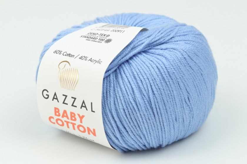 Пряжа Gazzal Baby Cotton (Бебі Коттон), #3423, блакитна