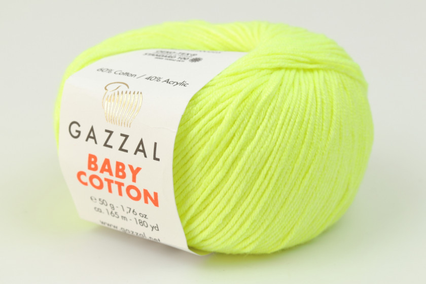 Пряжа Gazzal Baby Cotton (Бебі Коттон), #3462, салатова