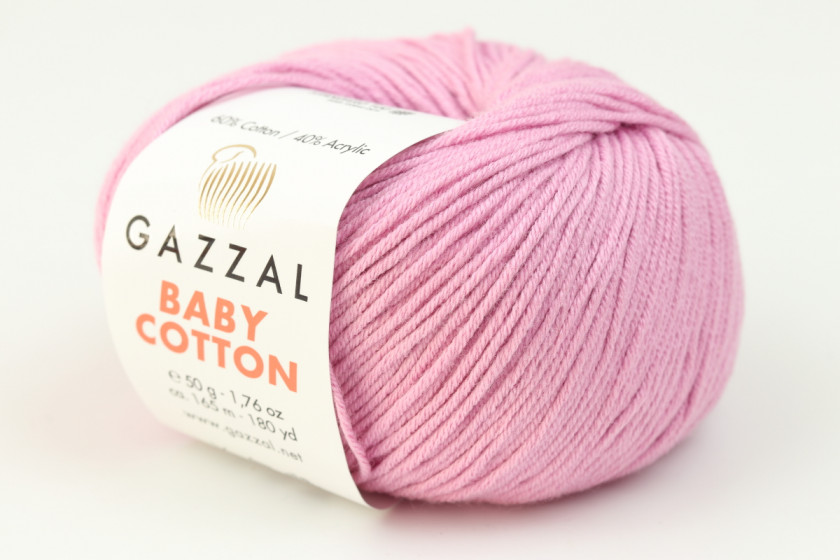 Пряжа Gazzal Baby Cotton (Беби Коттон), #3422, светло-лиловая