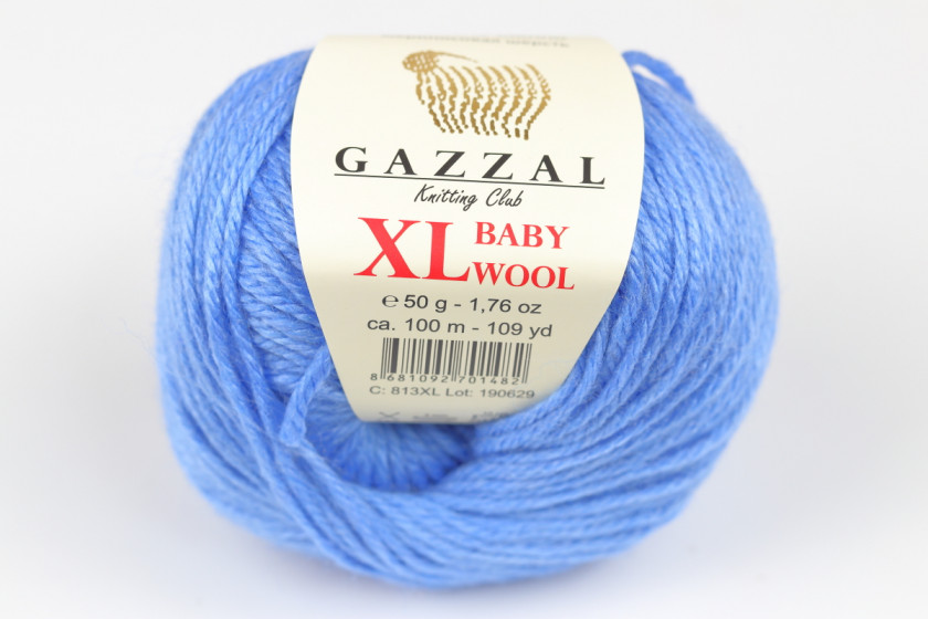 Пряжа Gazzal Baby Wool XL (Беби Вул XL), #813, светло-синяя