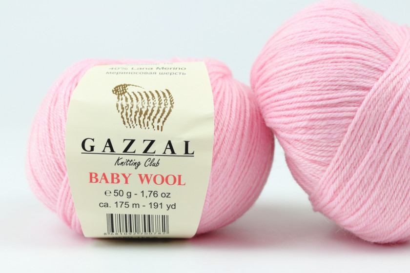 Пряжа Gazzal Baby Wool (Беби Вул), #836, светло-розовая