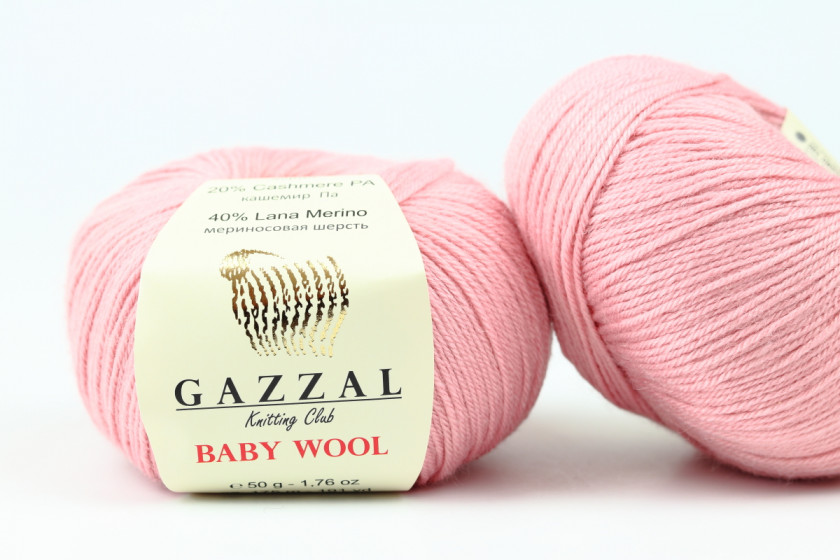 Пряжа Gazzal Baby Wool (Беби Вул), #845, пыльная роза