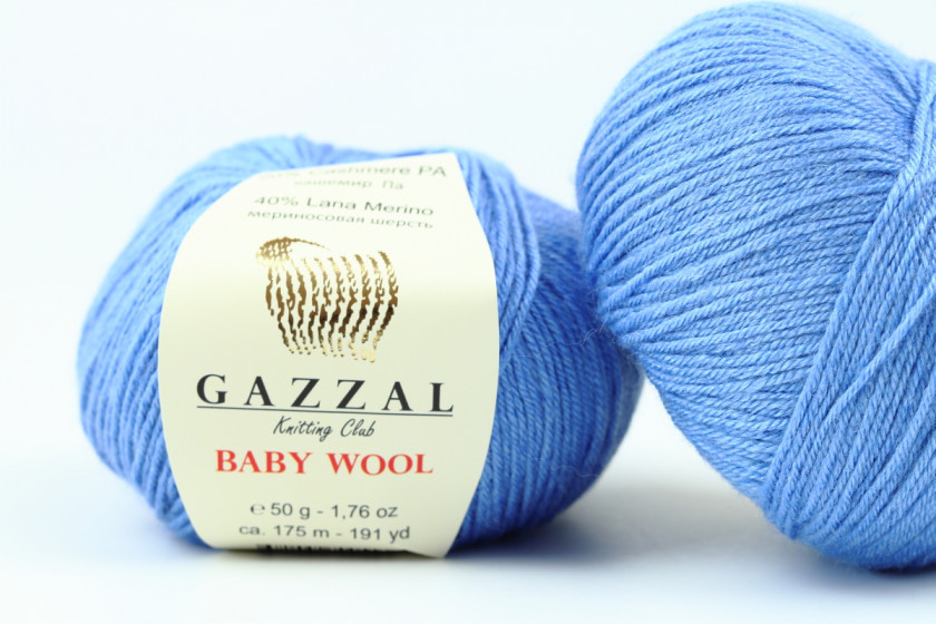 Пряжа Gazzal Baby Wool (Беби Вул), #813, светло-синяя