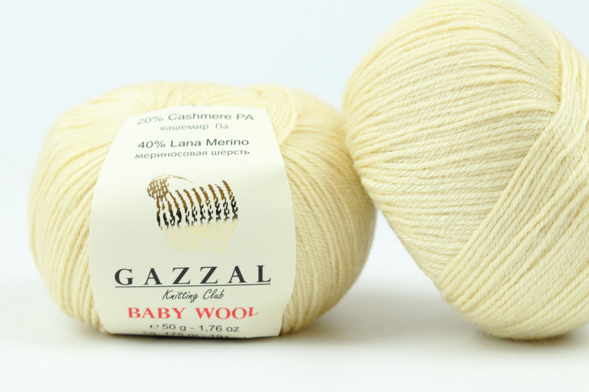 Пряжа Gazzal Baby Wool (Беби Вул), #829, кремовая