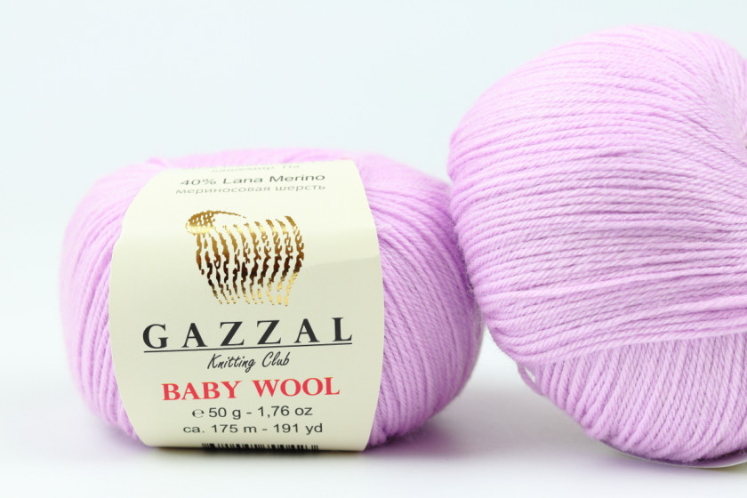 Пряжа Gazzal Baby Wool (Беби Вул), #823, лиловая