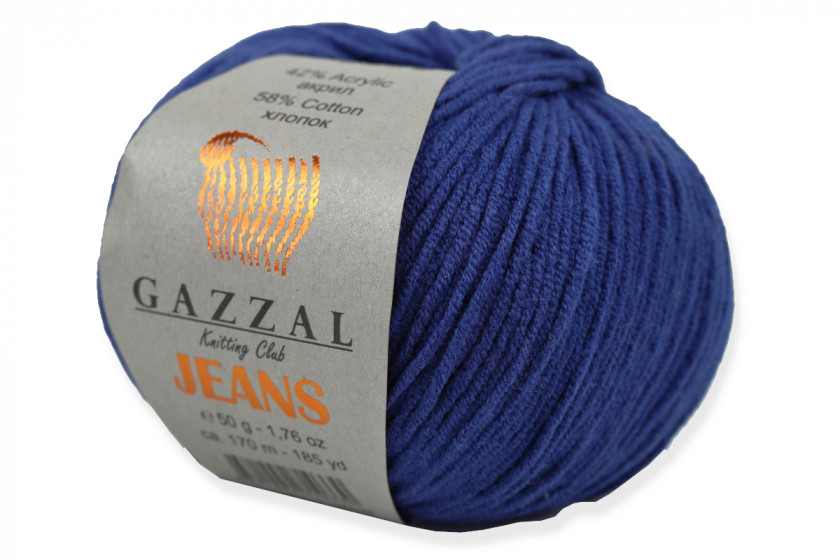 Пряжа Gazzal Jeans (Джинс), #1134, темно-синяя