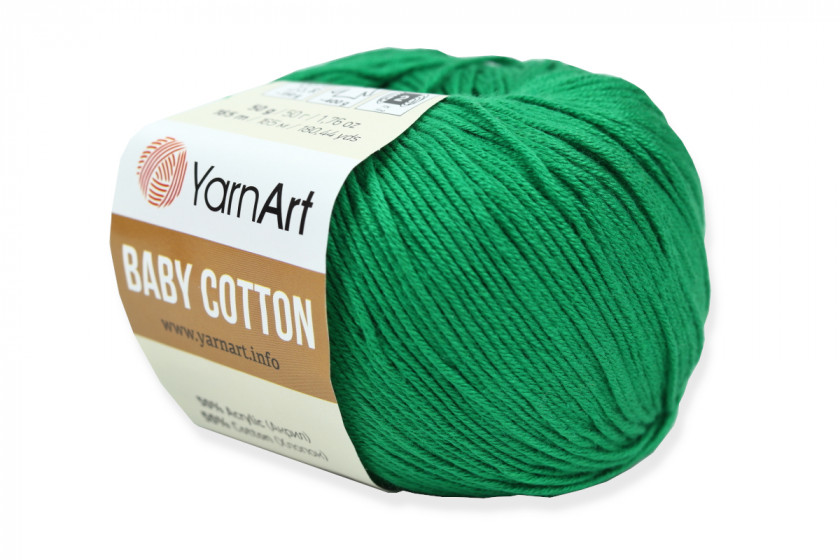 Пряжа YarnArt Baby Cotton (Бебі Коттон), #442, зелена