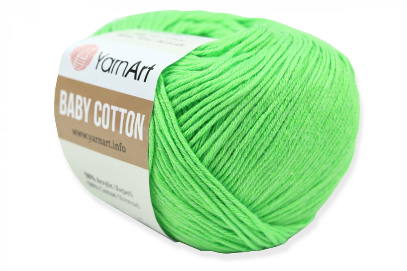 Пряжа YarnArt Baby Cotton (Бебі Коттон), #438, ярко-зелена