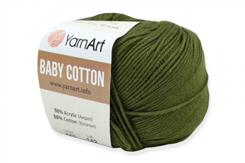 Пряжа YarnArt Baby Cotton (Бебі Коттон), #443, темно-оливкова