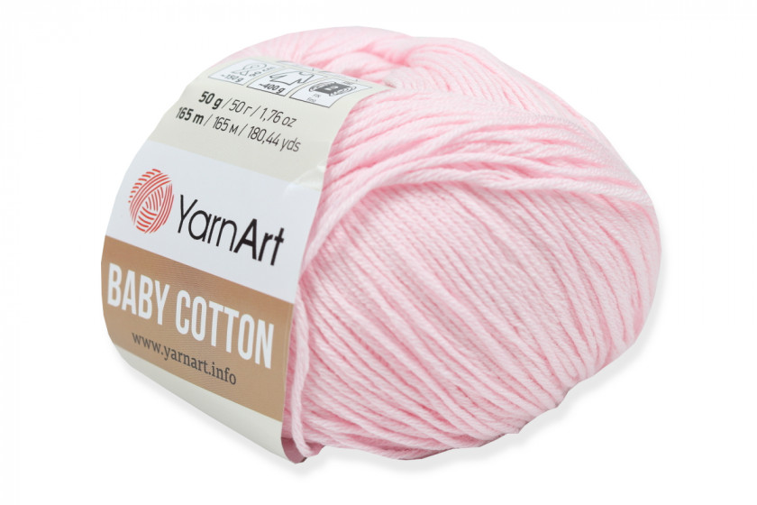 Пряжа YarnArt Baby Cotton (Беби Коттон), #410, нежно-розовая