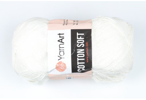 Пряжа YarnArt Cotton Soft, #01, белая