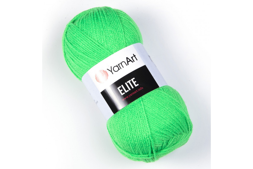 Пряжа YarnArt Elite, #8233, ярко-зелена