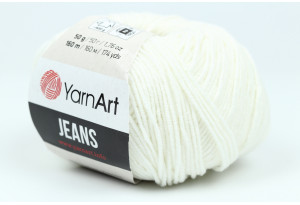 Пряжа YarnArt Jeans, #01, белая
