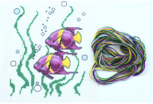 Набор для вышивки нитками, A5-083, Рыбки
